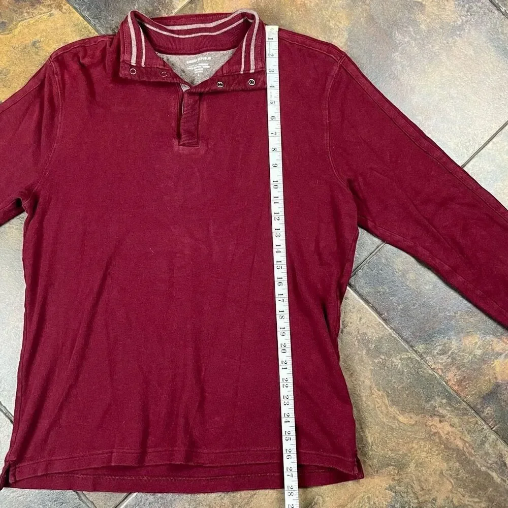 Banana Republic Men’s Burgundy Long Sleeve Polo Shirt Large